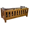 Pemberly Row Modern Arts and Crafts Slat Leather Sofa in Walnut