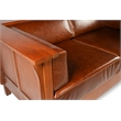 Pemberly Row Arts and Crafts Leather Side Loveseat in Chestnut Brown