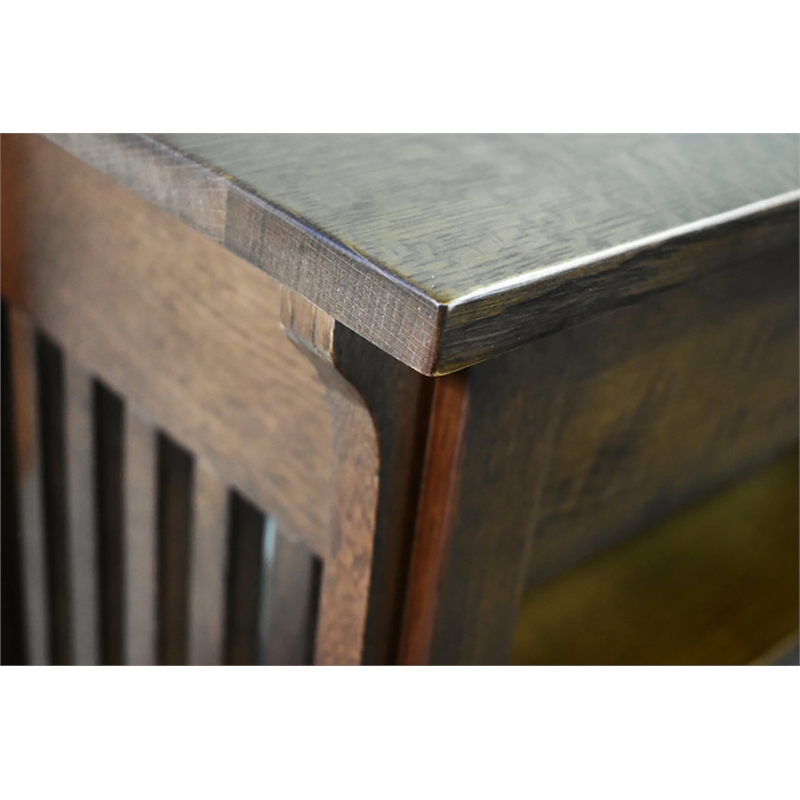 Pemberly Row Arts and Crafts 1 Drawer Wood Console Table in Walnut