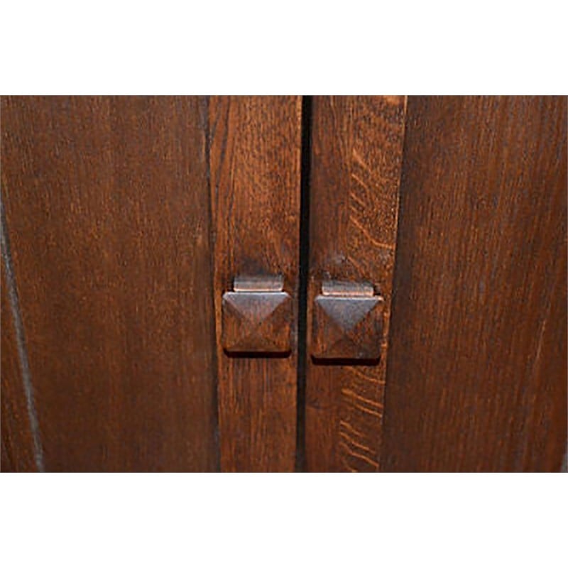 Pemberly Row Modern Arts and Crafts Wood Cabinet in Dark Walnut