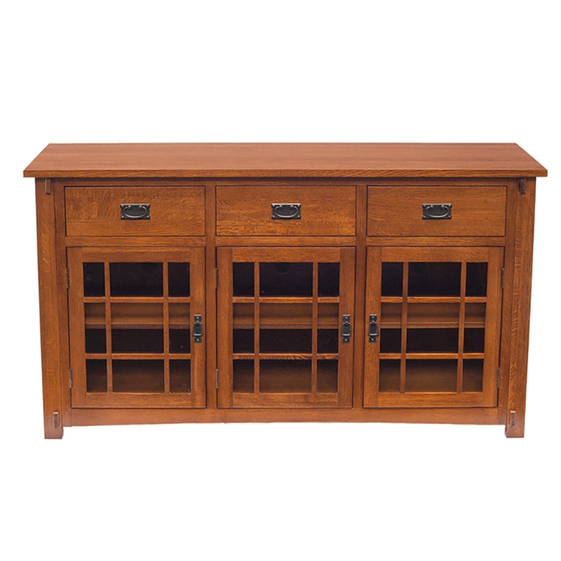 Pemberly Row Contemporary Arts and Crafts Wood Sideboard in Cherry