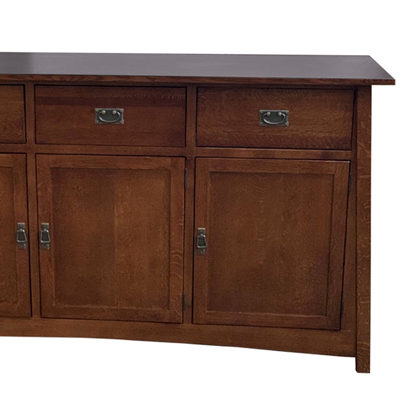 Pemberly Row Arts and Crafts 3-Drawer Solid Wood Sideboard in Walnut