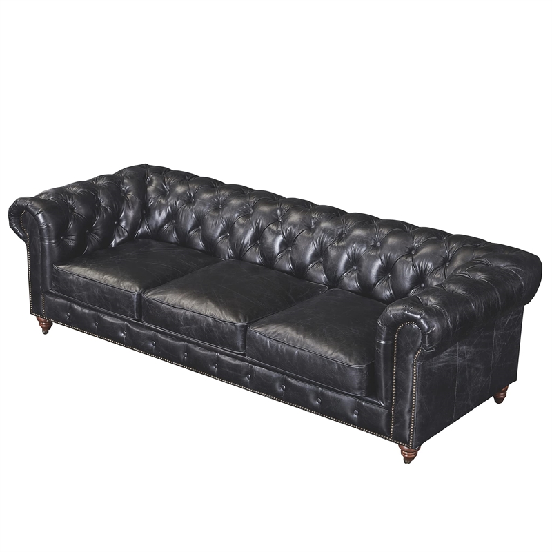Pemberly Row Top Grain Leather Chesterfield 95
