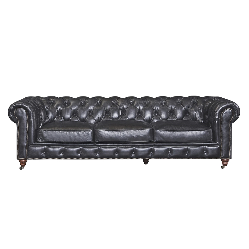 Pemberly Row Top Grain Leather Chesterfield 95