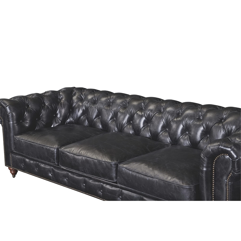 Pemberly Row Top Grain Leather Chesterfield 95