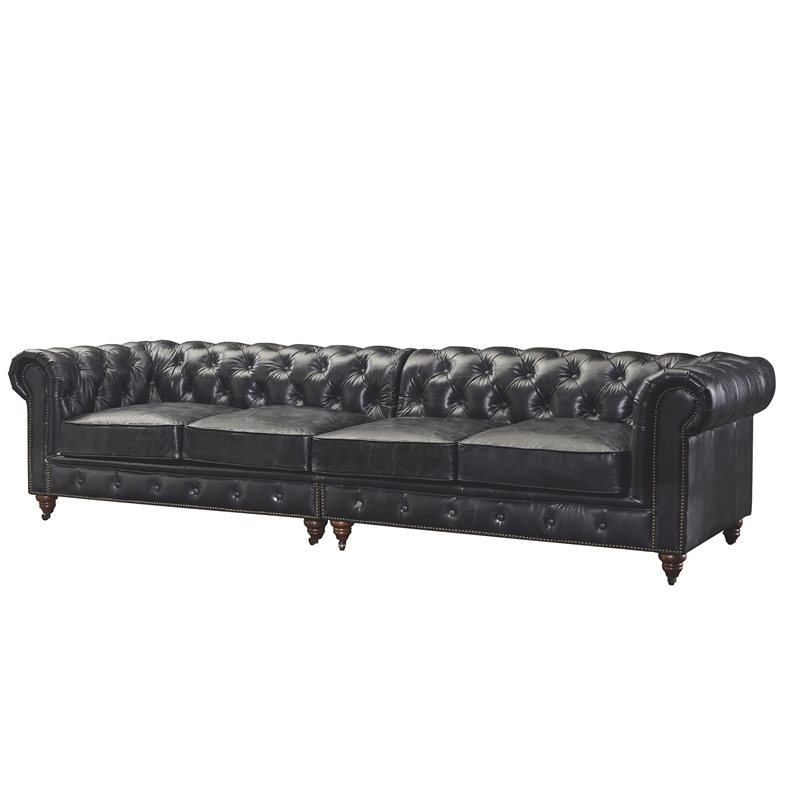 Pemberly Row Top Grain Leather Chesterfield 118