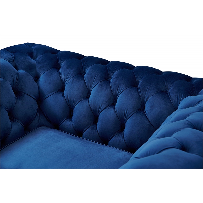 Pemberly Row Craftsman Mission Fabric Arm Chair in Sapphire Blue