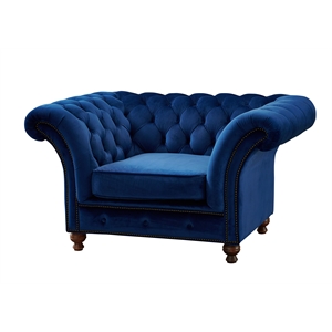 Pemberly Row Craftsman Mission Fabric Arm Chair in Sapphire Blue