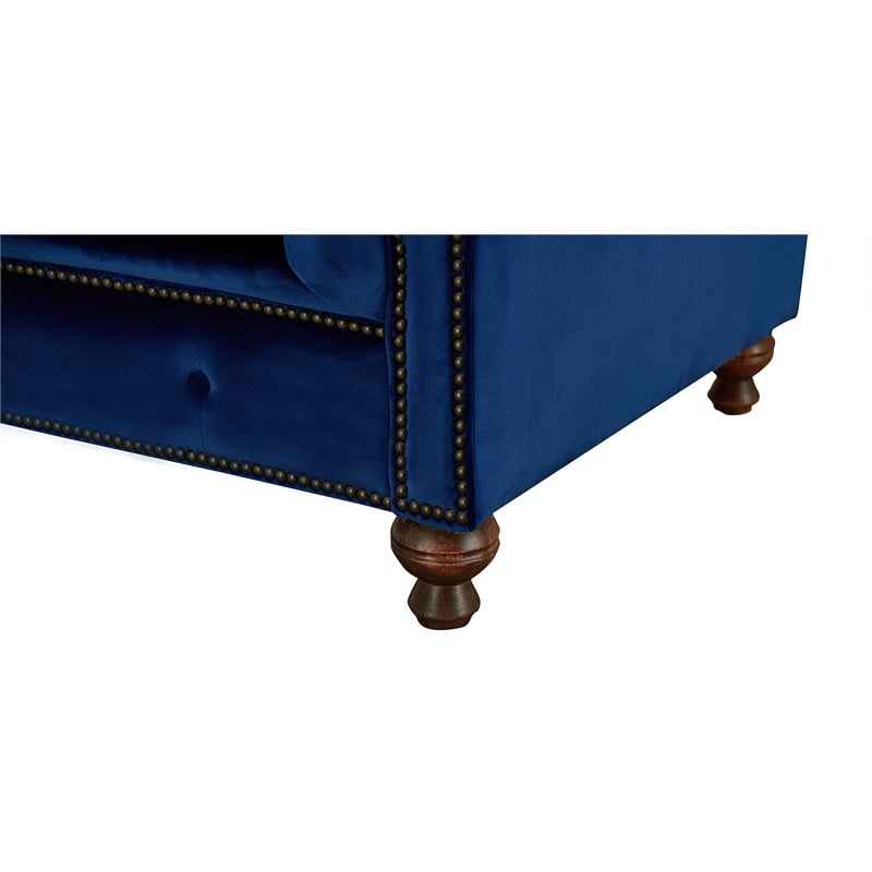 Pemberly Row Craftsman Mission Fabric Arm Chair in Sapphire Blue