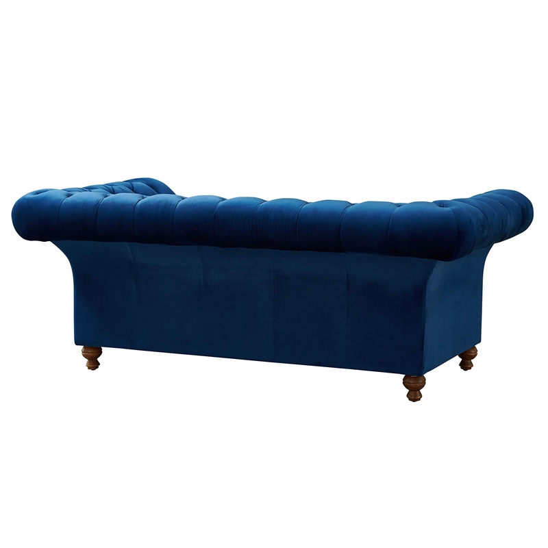 Pemberly Row Craftsman Mission Fabric Sloped Arm Loveseat in Blue