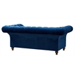 Pemberly Row Craftsman Mission Fabric Sloped Arm Loveseat in Blue