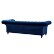 Pemberly Row Craftsman Mission Fabric/Velvet Sloped Arm Sofa in Blue