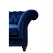 Pemberly Row Craftsman Mission Fabric/Velvet Sloped Arm Sofa in Blue