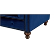 Pemberly Row Craftsman Mission Fabric/Velvet Sloped Arm Sofa in Blue