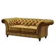 Pemberly Row Craftsman Mission Fabric Sloped Arm Loveseat in Yellow