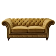 Pemberly Row Craftsman Mission Fabric Sloped Arm Loveseat in Yellow