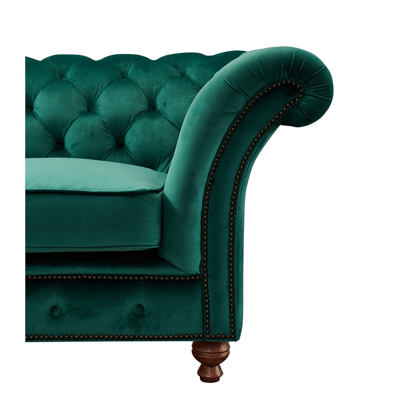 Pemberly Row Modern Craftsman Mission Fabric Arm Chair in Green