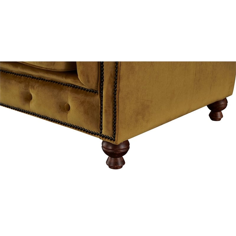Pemberly Row Craftsman Mission Fabric Sloped Arm Loveseat in Green