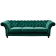 Pemberly Row Craftsman Mission Fabric Sloped Arm Sofa in Green