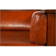 Pemberly Row Arts and Crafts Leather Slat Side Loveseat in Russet Brown