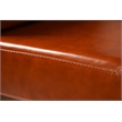 Pemberly Row Arts and Crafts Leather Slat Side Loveseat in Russet Brown