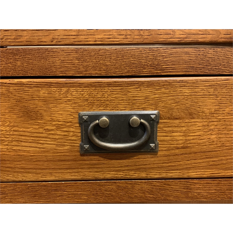 Pemberly Row Arts and Crafts 4-Drawer Solid Wood China Cabinet in Cherry