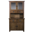 Pemberly Row Arts and Crafts Solid Wood/Glass China Cabinet in Walnut