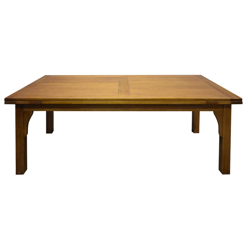 Pemberly Row Arts and Crafts Solid Wood Stow Leaf Dining Table in Cherry