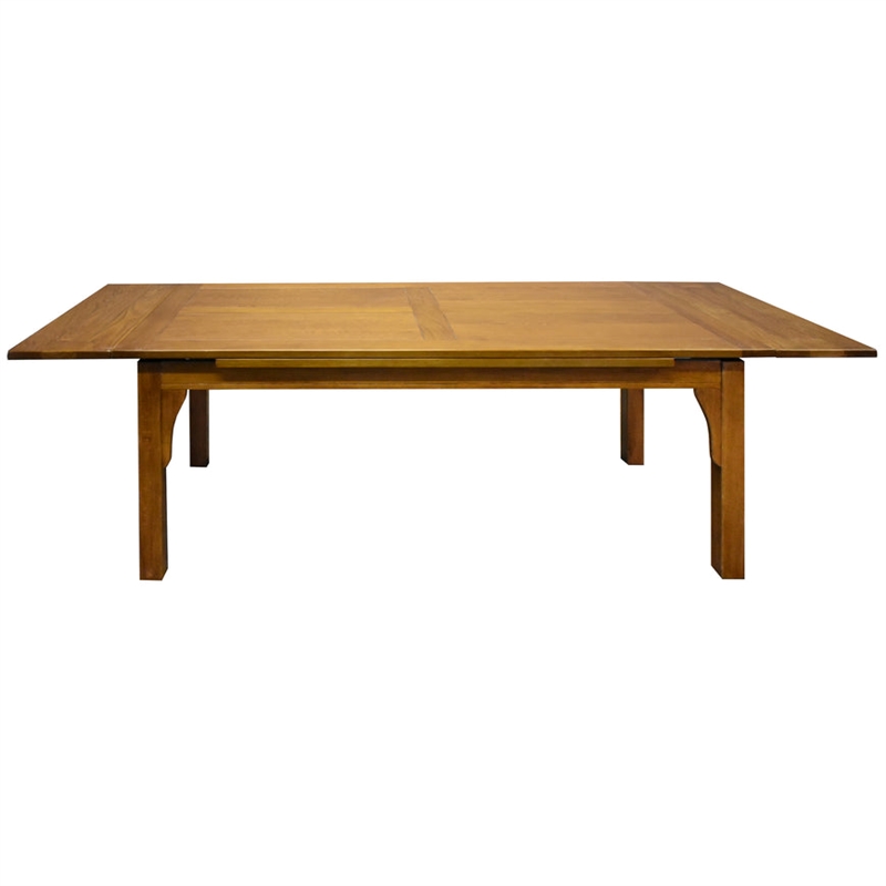 Pemberly Row Arts and Crafts Solid Wood Stow Leaf Dining Table in Cherry