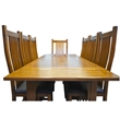 Pemberly Row Arts and Crafts Solid Wood Stow Leaf Dining Table in Cherry
