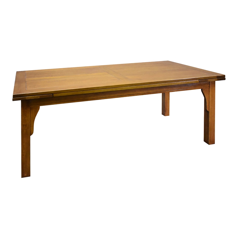 Pemberly Row Arts and Crafts Solid Wood Stow Leaf Dining Table in Cherry
