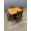 Pemberly Row Arts and Crafts Solid Wood Dining Table Set in Oak