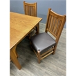 Pemberly Row Arts and Crafts Solid Wood Dining Table Set in Oak