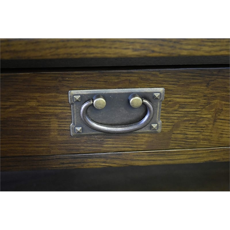 Pemberly Row Arts and Crafts 1 Drawer Wood Coffee Table in Walnut