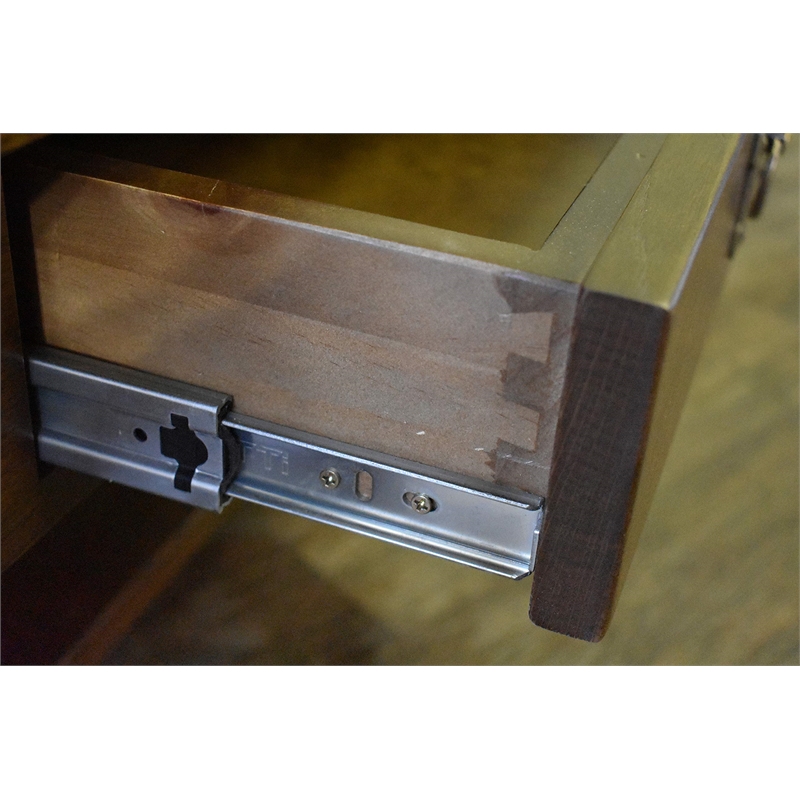 Pemberly Row Arts and Crafts 1 Drawer Wood Coffee Table in Walnut