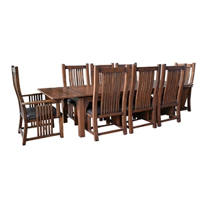 Pemberly Row Arts and Crafts Solid Wood Dining Set in Walnut