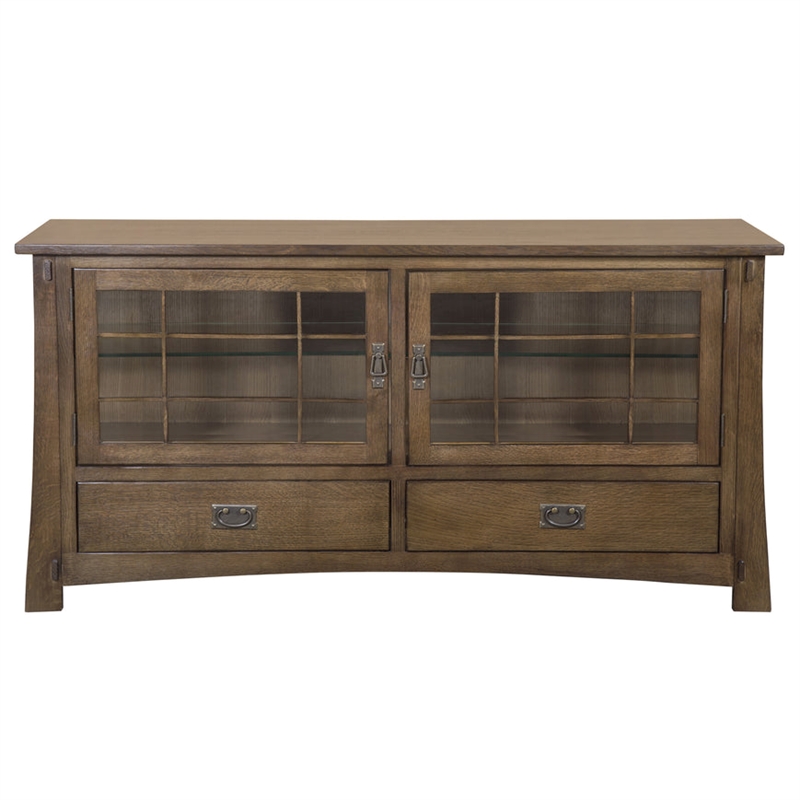 Pemberly Row Arts and Crafts Wood TV Stand for TVs up to 60