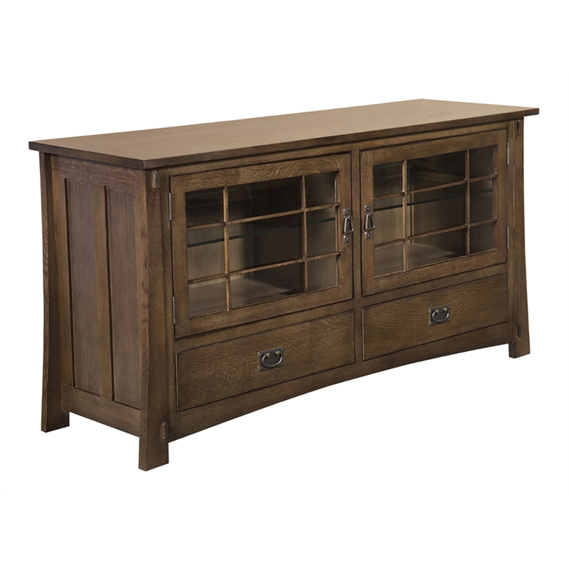 Pemberly Row Arts and Crafts Wood TV Stand for TVs up to 60