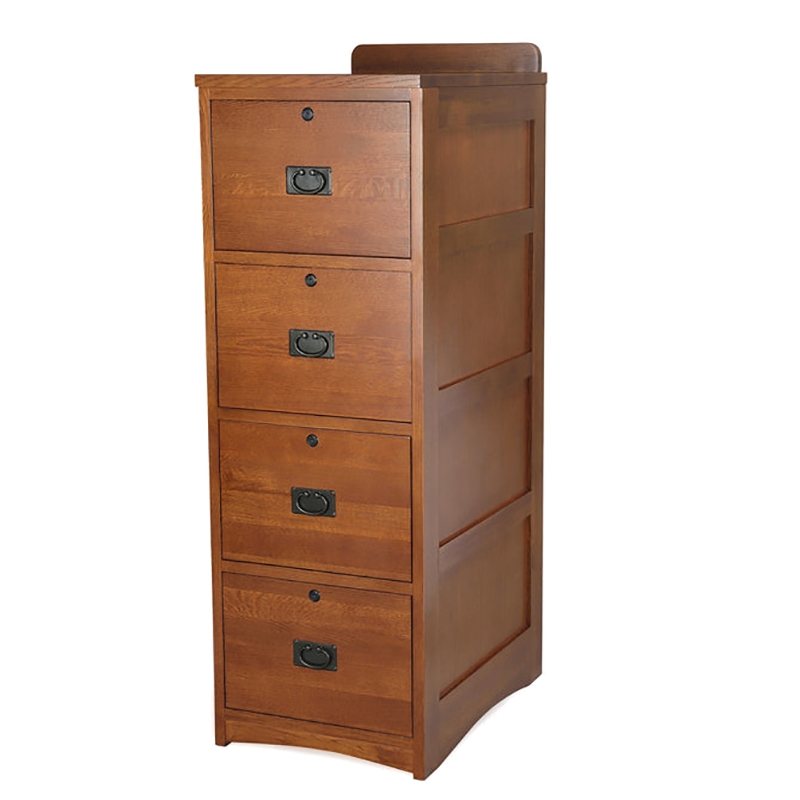 Pemberly Row Arts and Crafts 4-Drawer Wood File Cabinet in Cherry