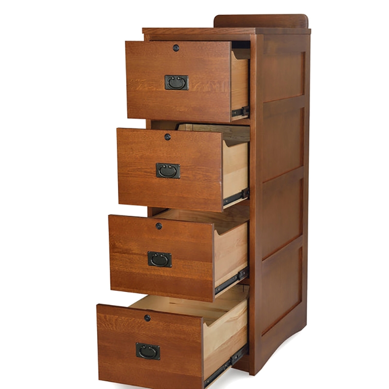 Pemberly Row Arts and Crafts 4-Drawer Wood File Cabinet in Cherry