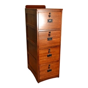 Pemberly Row Arts and Crafts 4-Drawer Wood File Cabinet in Cherry