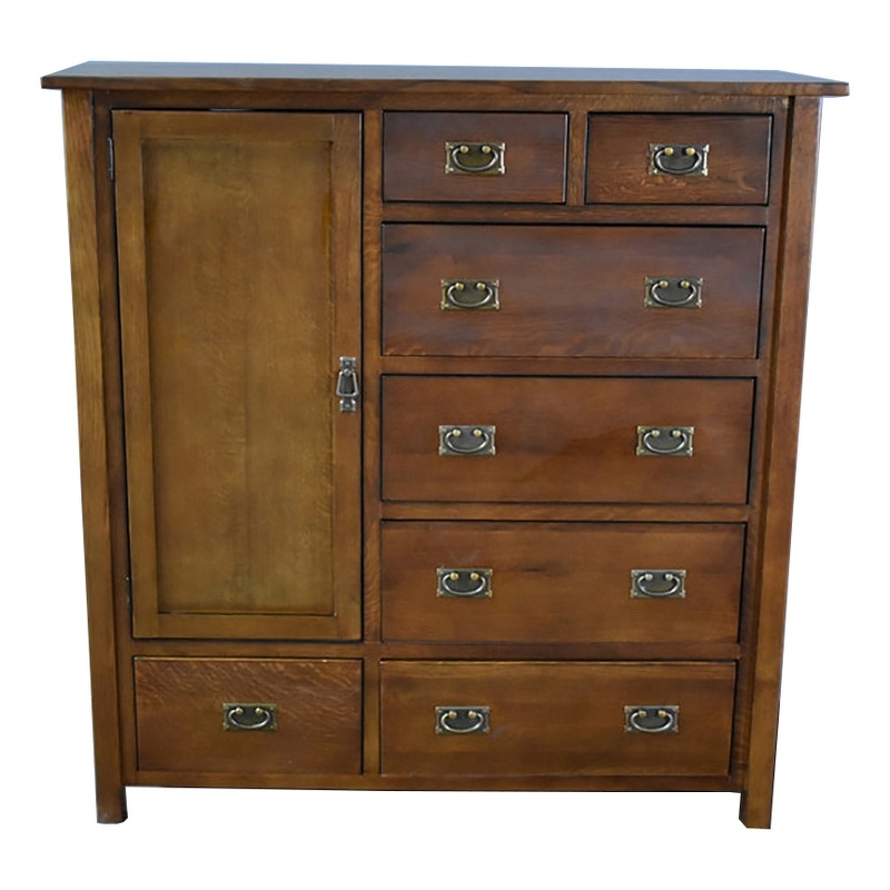 Pemberly Row Modern Craftsman 2-Shelf Solid Wood Chest in Walnut