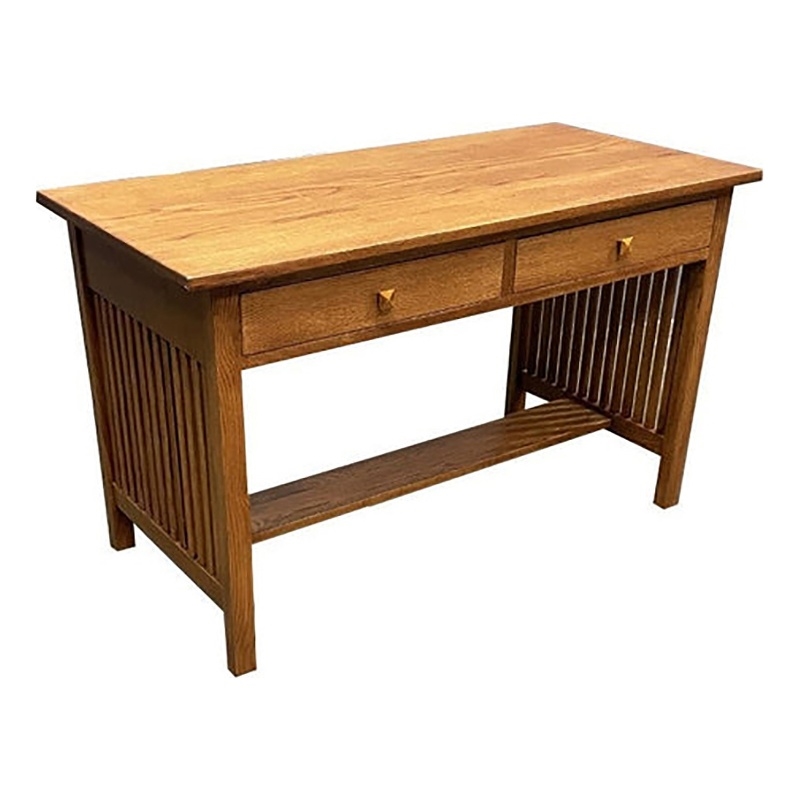 Pemberly Row Arts and Crafts Wood Writing Desk in Cherry Oak
