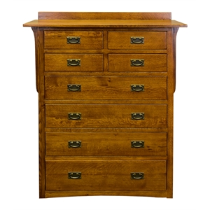 Pemberly Row Craftsman 8-Drawer Solid Wood Dresser in Cherry