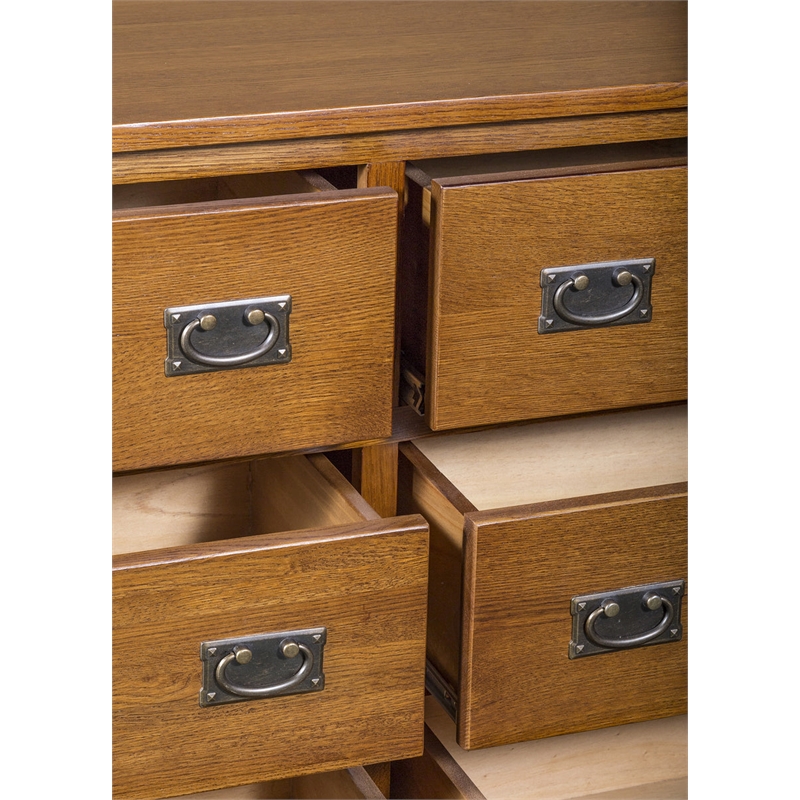 Pemberly Row Craftsman Mission 6-Drawer Solid Wood Dresser in Cherry