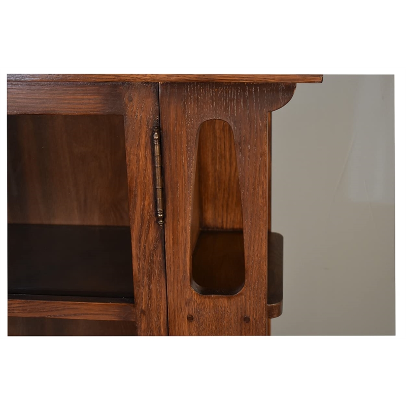 Pemberly Row Arts and Crafts Wood Double Door Bookcase in Walnut