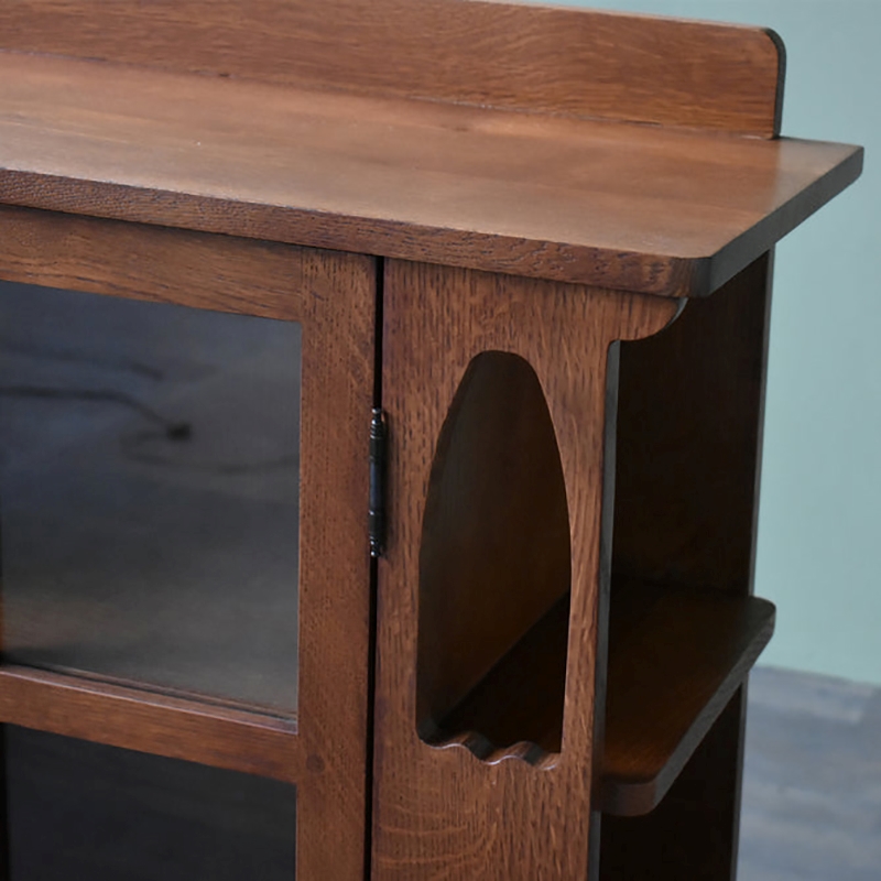 Pemberly Row Arts and Crafts 1 Door Wood Bookcase in Cherry Finish