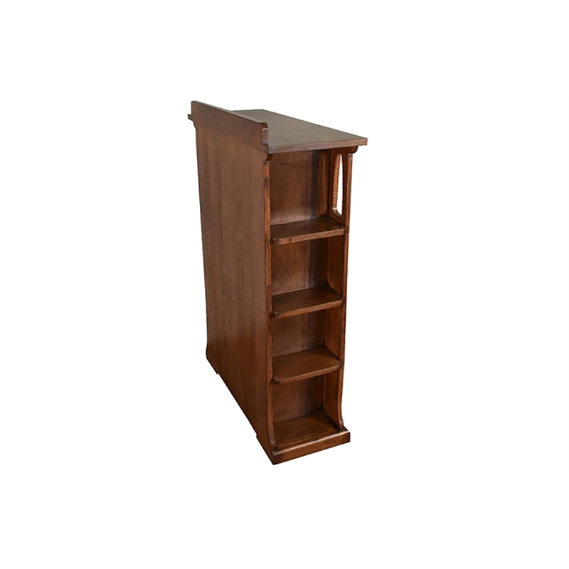 Pemberly Row Arts and Crafts Wood Bookcase w/ Side Shelves in Walnut
