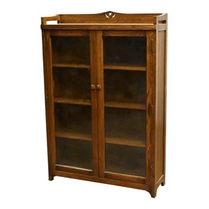Pemberly Row Modern Arts and Crafts Wood Curio Cabinet in Walnut