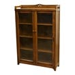 Pemberly Row Modern Arts and Crafts Wood Curio Cabinet in Walnut